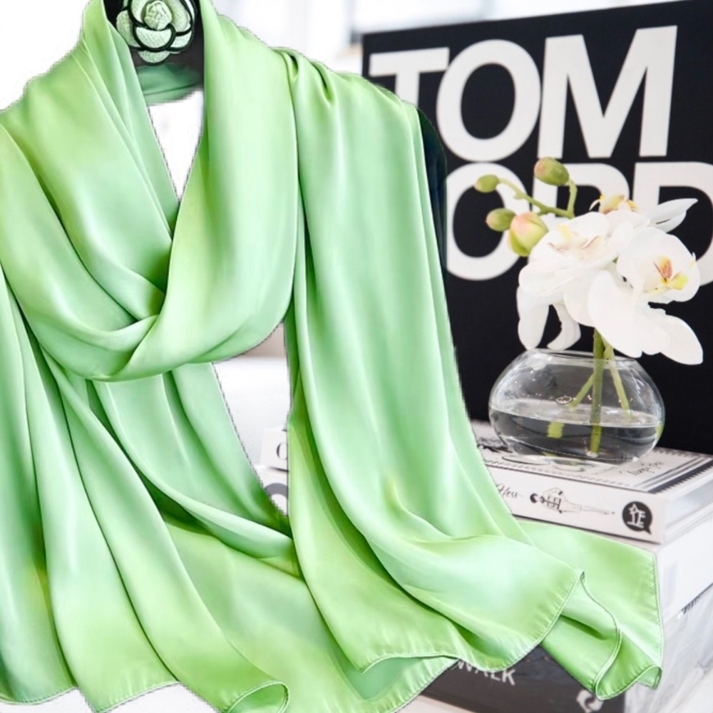 Mint Green 100% SILK SATIN Large Shawl Scarf Wrap Cover Up Luxury Wedding Gift